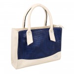 Beau Design Stylish Cobra Print Blue & Cream Imported PU Leather Handbag For Women's/Ladies/Girls
